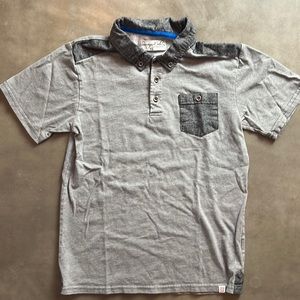 Really cool boys polo collared shirt with chambray denim trim & buttons